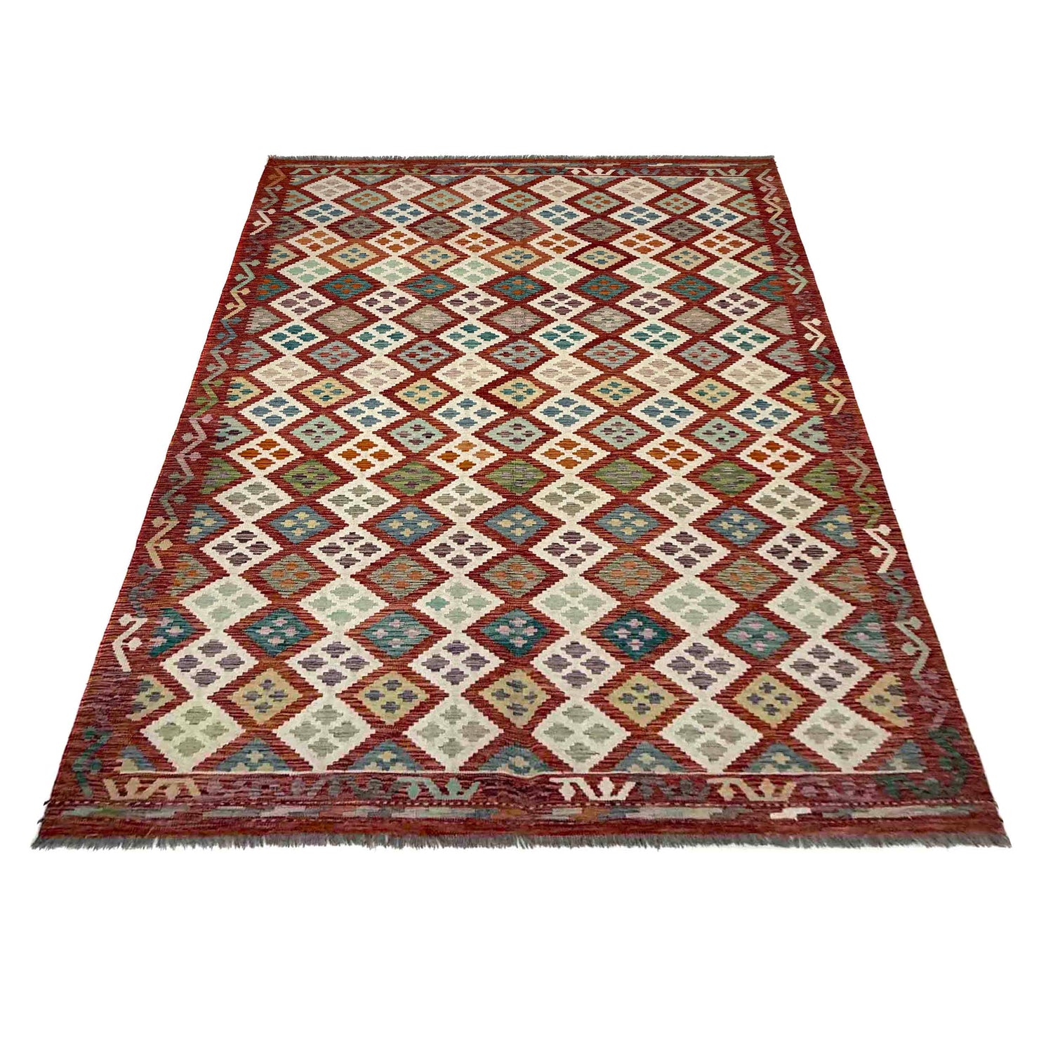 Handmade Vegetable Kilim 6' 9" x 9' 10" (ft) - No. R39768