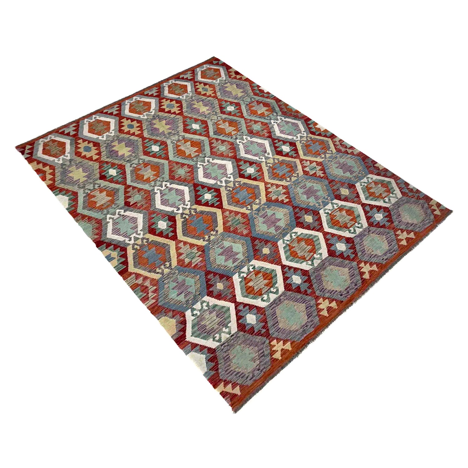 Handmade Vegetable Kelim 6' 8" x 9' 6" (ft) - No. R39772