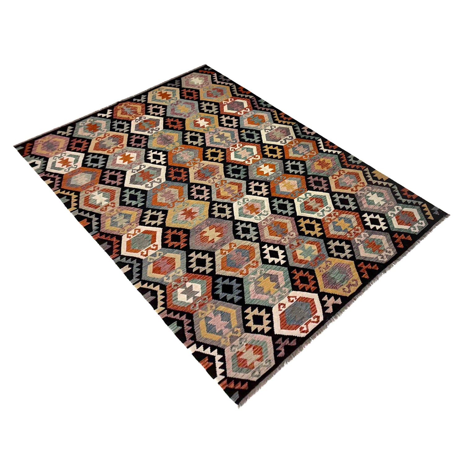 Handmade Vegetable Kilim 6' 8" x 9' 9" (ft) - No. R39773