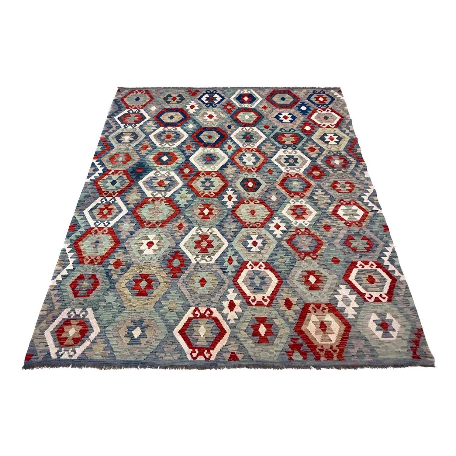 Handmade Vegetable Kilim 6' 9" x 9' 4" (ft) - No. R39774