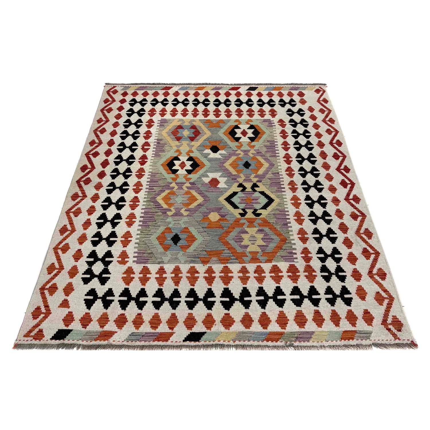 Handmade Vegetable Kelim 5' 1" x 6' 6" (ft) - No. R39781