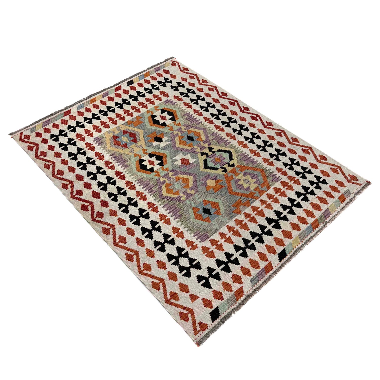 Handmade Vegetable Kelim 5' 1" x 6' 6" (ft) - No. R39781