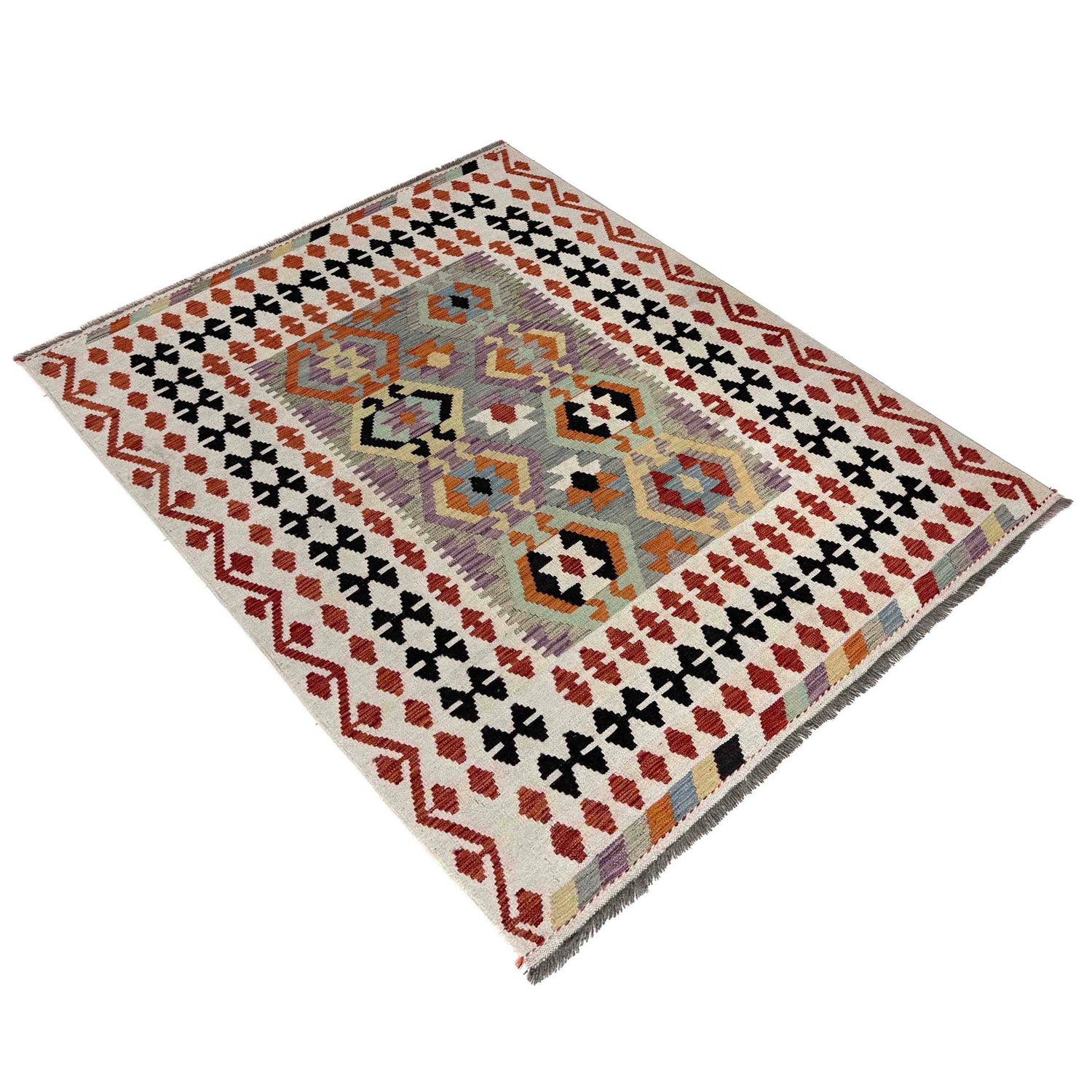 Handmade Vegetable Kelim 5' 1" x 6' 6" (ft) - No. R39781