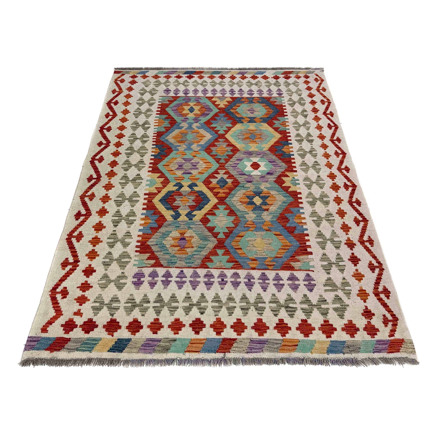 Handmade Vegetable Kelim 4' 3" x 5' 11" (ft) - No. R39816