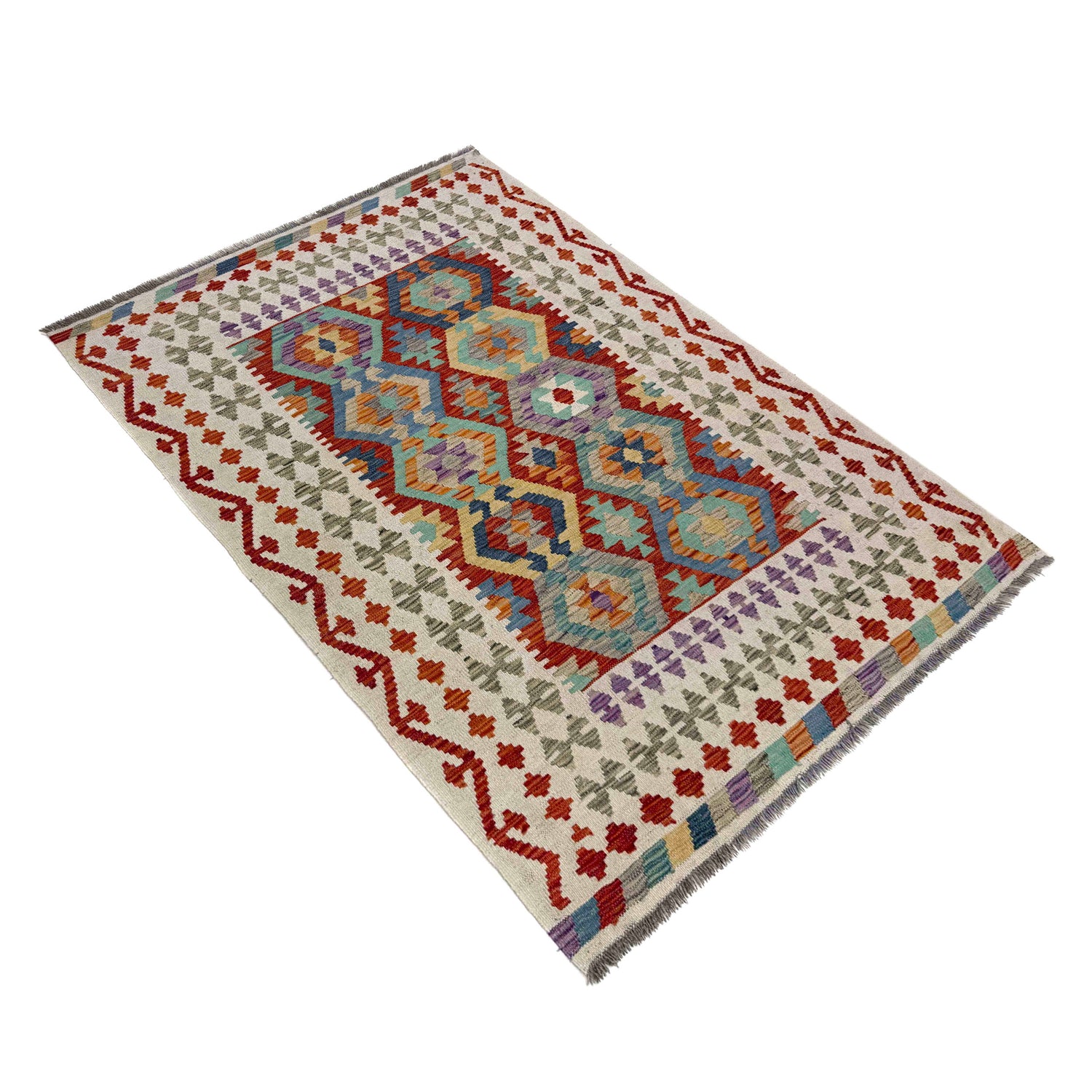 Handmade Vegetable Kelim 4' 3" x 5' 11" (ft) - No. R39816