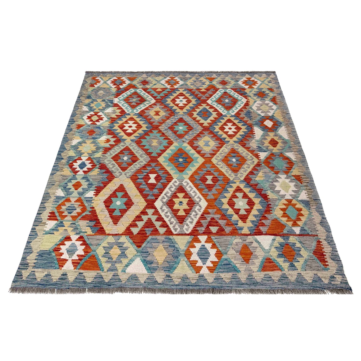 Handmade Vegetable Kilim 5' 1" x 6' 3" (ft) - No. R39818