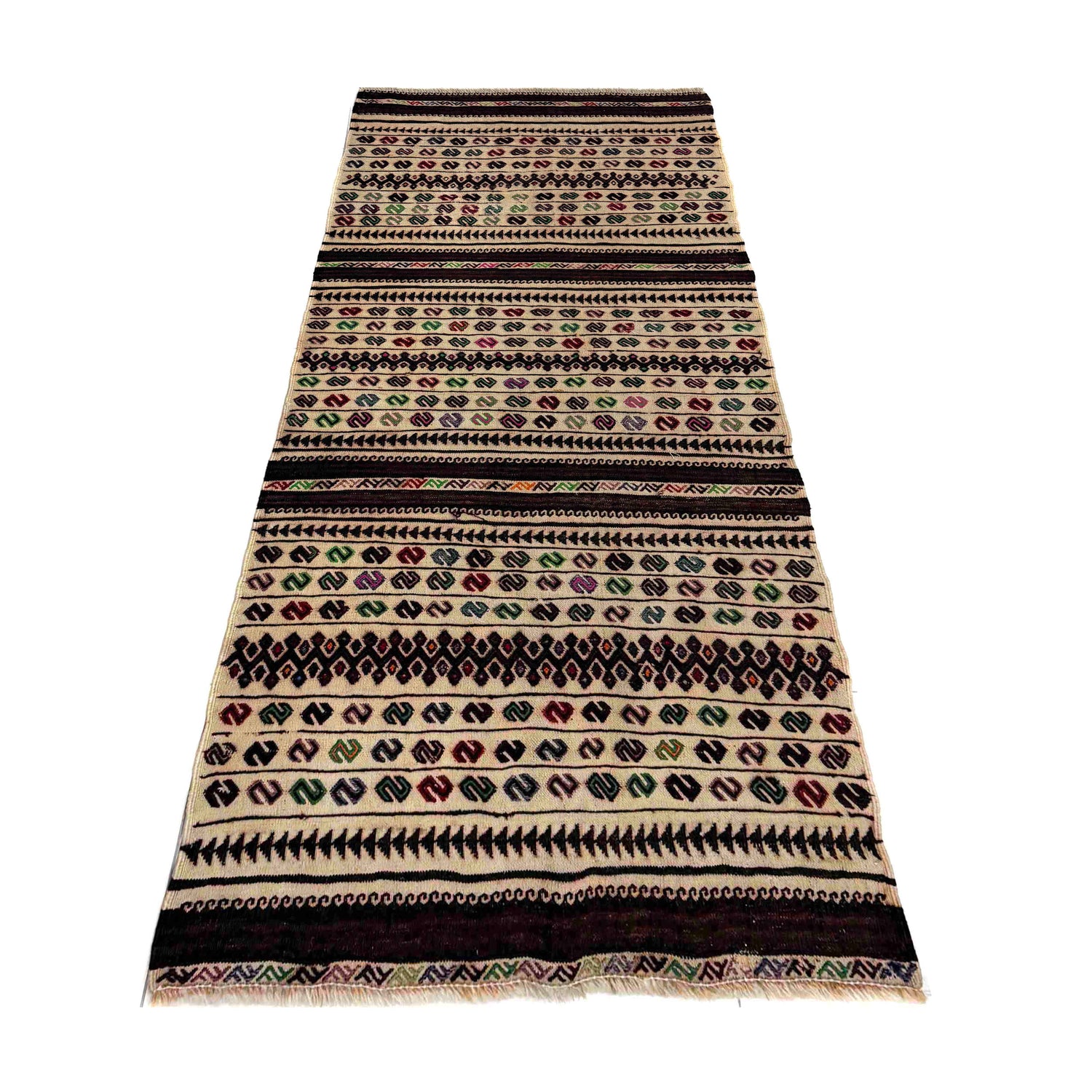 Hand Knotted Table Sheet Dhurrie Runner 2' 7" x 5' 7" (ft) - No. R39833