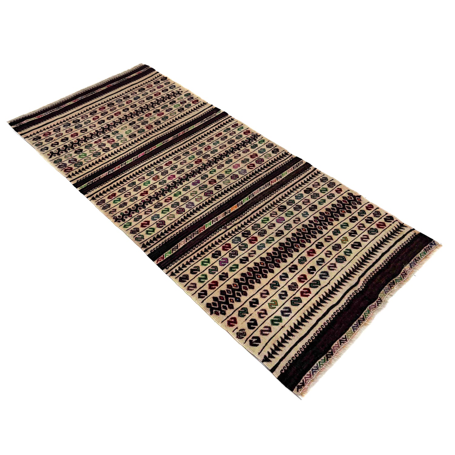 Hand Knotted Table Sheet Dhurrie Runner 2' 7" x 5' 7" (ft) - No. R39833