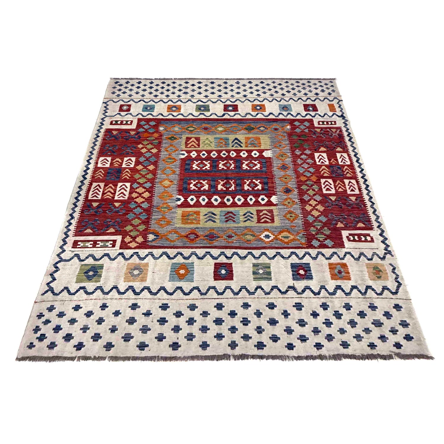 Handmade Vegetable Kilim 6' 11" x 9' 10" (ft) - No. R39841