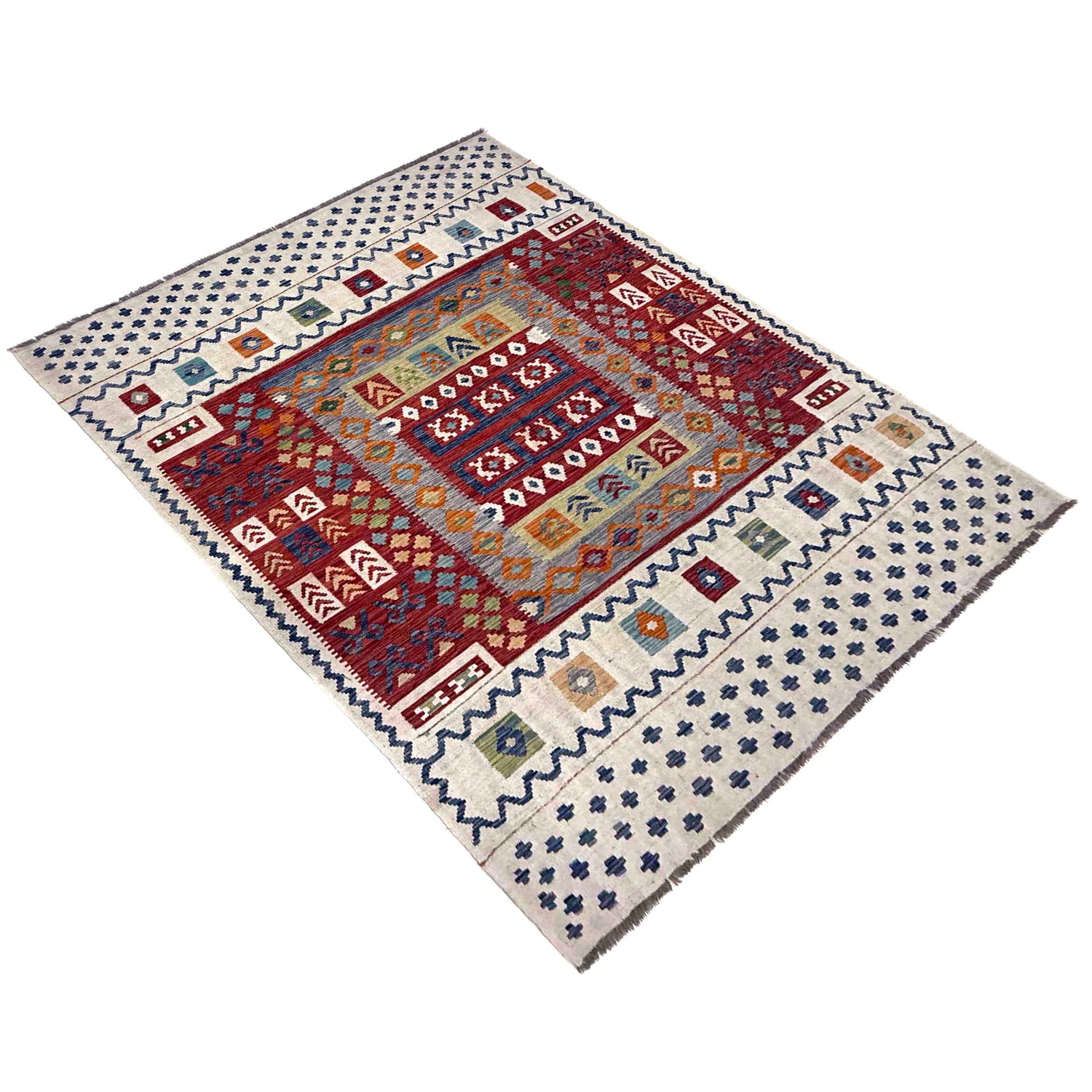 Handmade Vegetable Kilim 6' 11" x 9' 10" (ft) - No. R39841