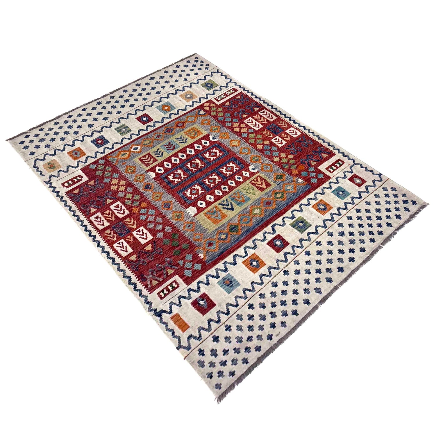 Handmade Vegetable Kilim 6' 11" x 9' 10" (ft) - No. R39841