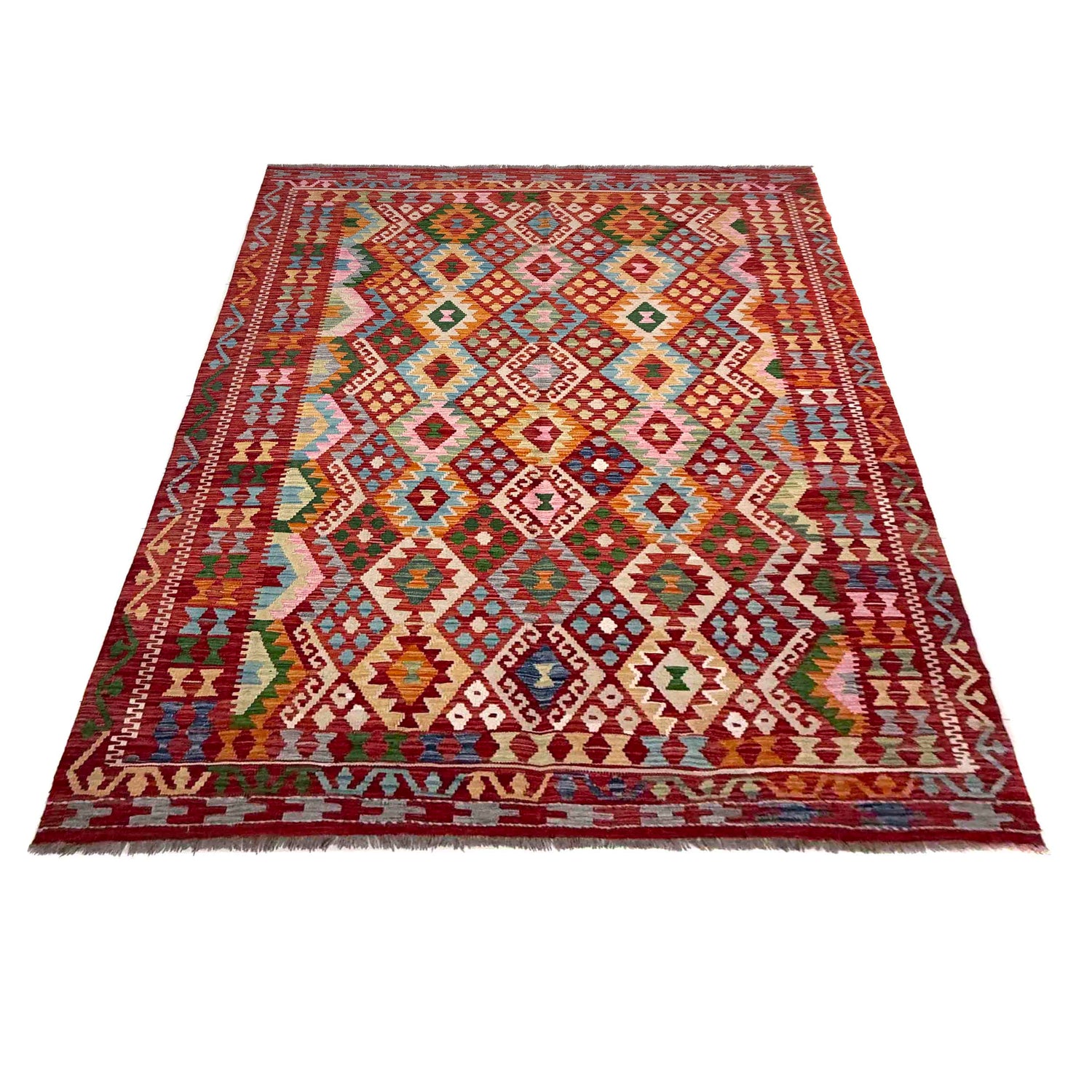 Handmade Vegetable Kelim 6' 9" x 9' 9" (ft) - No. R39842