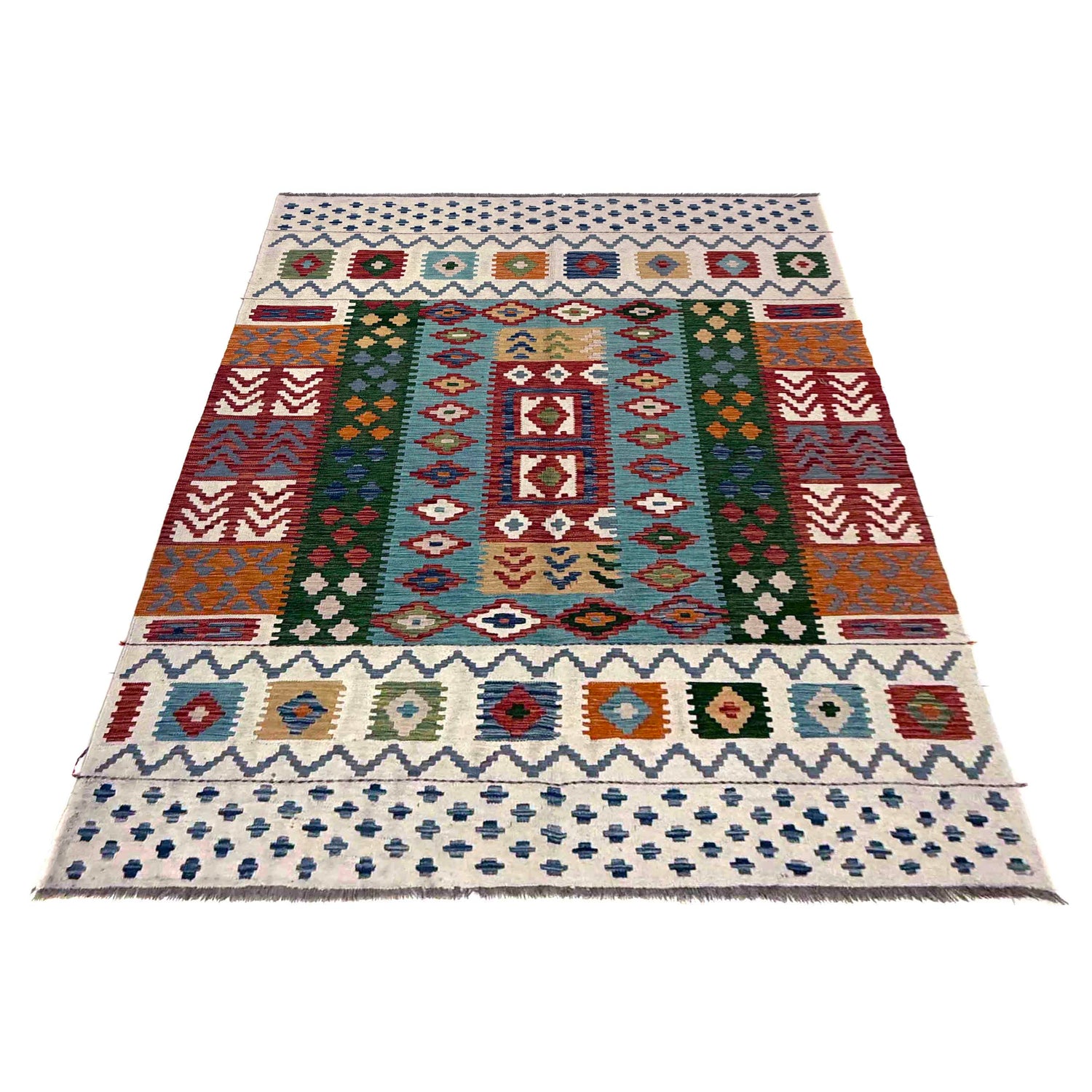 Handmade Vegetable Kelim 6' 8" x 9' 8" (ft) - No. R39844