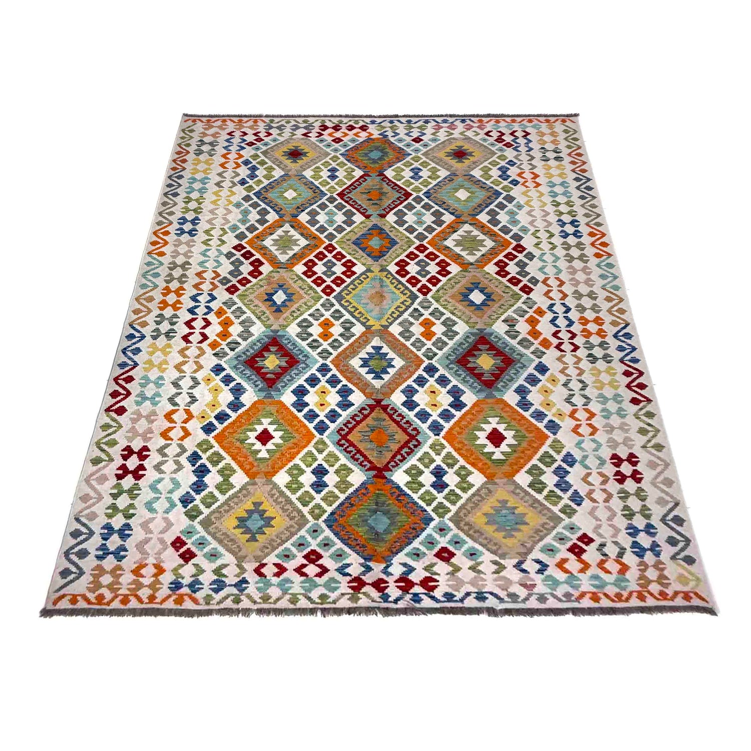 Handmade Vegetable Kelim 6' 8" x 9' 9" (ft) - No. R39847