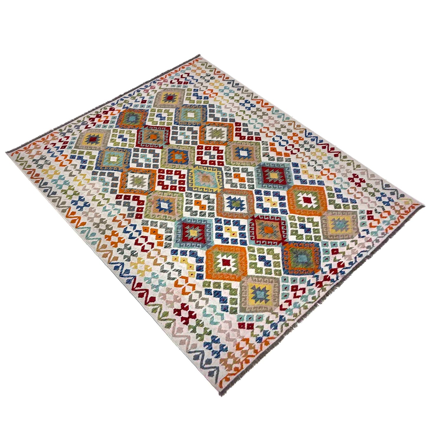 Handmade Vegetable Kelim 6' 8" x 9' 9" (ft) - No. R39847