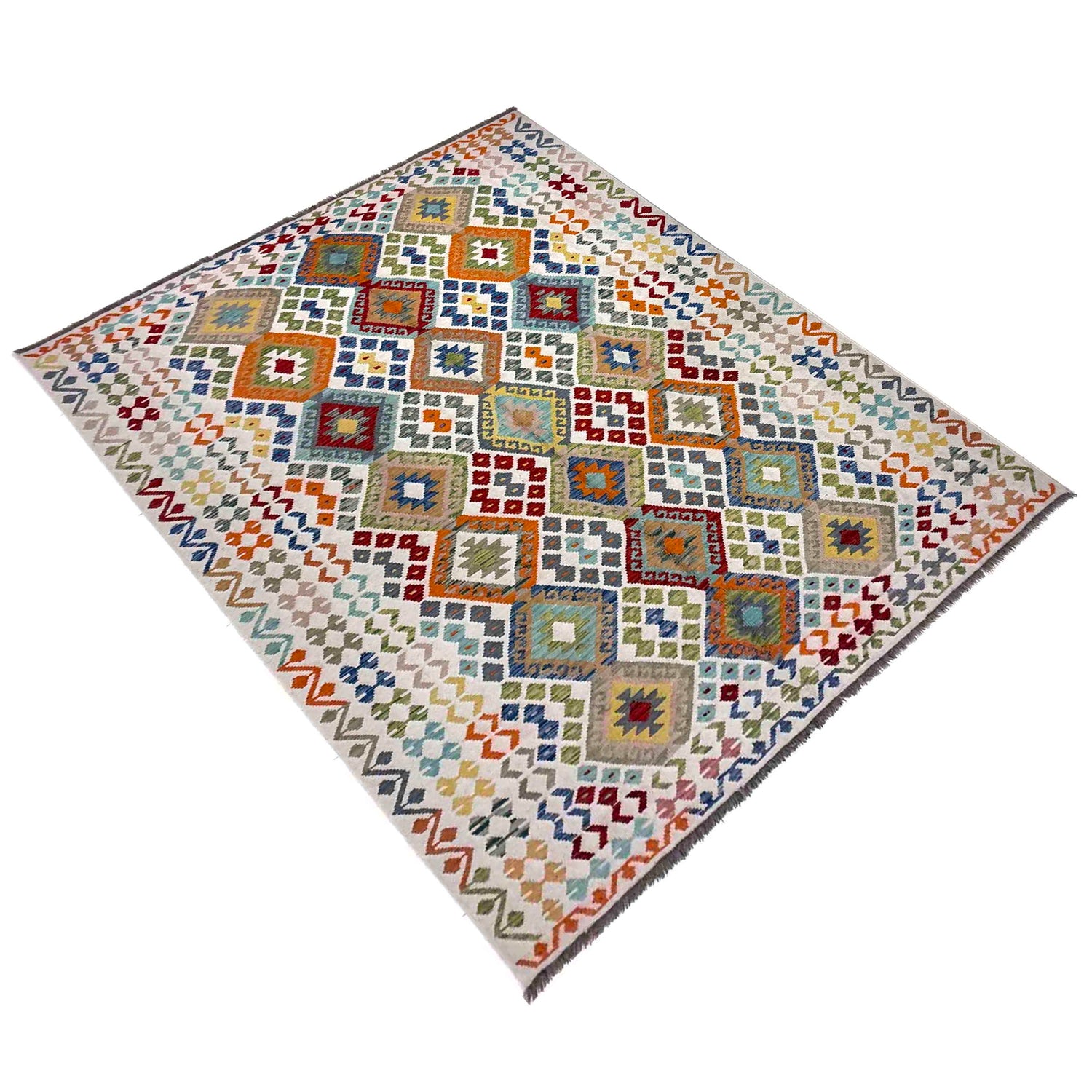 Handmade Vegetable Kelim 6' 8" x 9' 9" (ft) - No. R39847