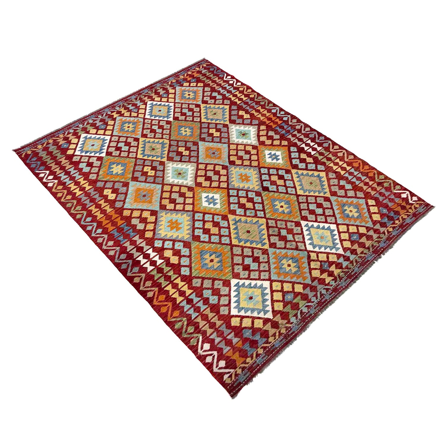 Handmade Vegetable Kelim 6' 8" x 9' 9" (ft) - No. R39852