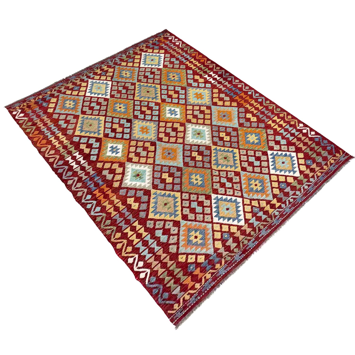 Handmade Vegetable Kelim 6' 8" x 9' 9" (ft) - No. R39852