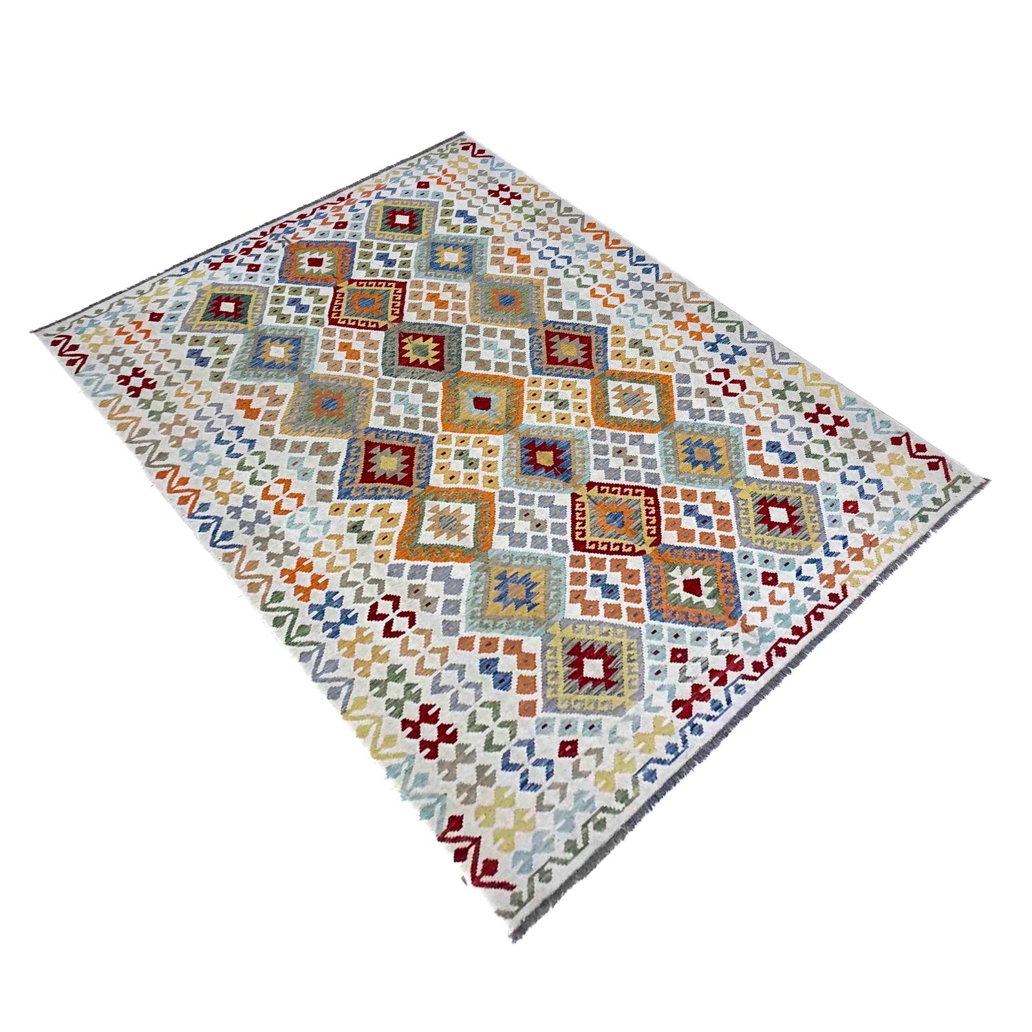 Handmade Vegetable Kilim 6' 8" x 9' 5" (ft) - No. R39853