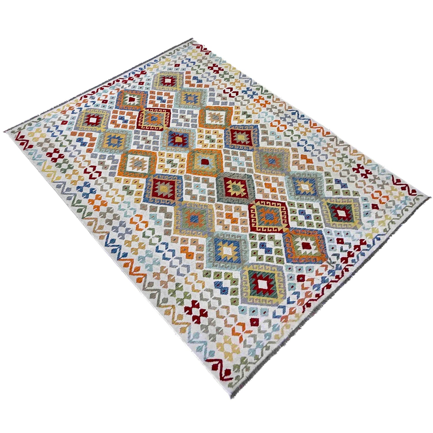 Handmade Vegetable Kilim 6' 8" x 9' 5" (ft) - No. R39853