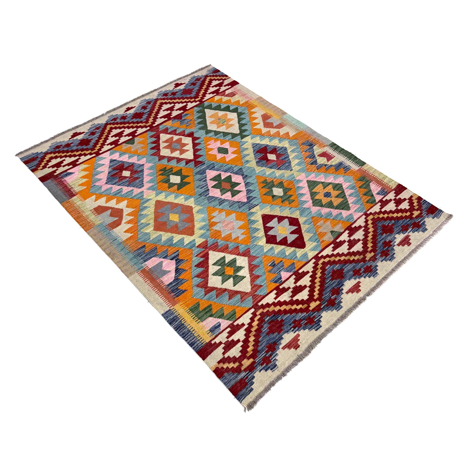 Handmade Vegetable Kelim 5' 0" x 6' 7" (ft) - No. R39858