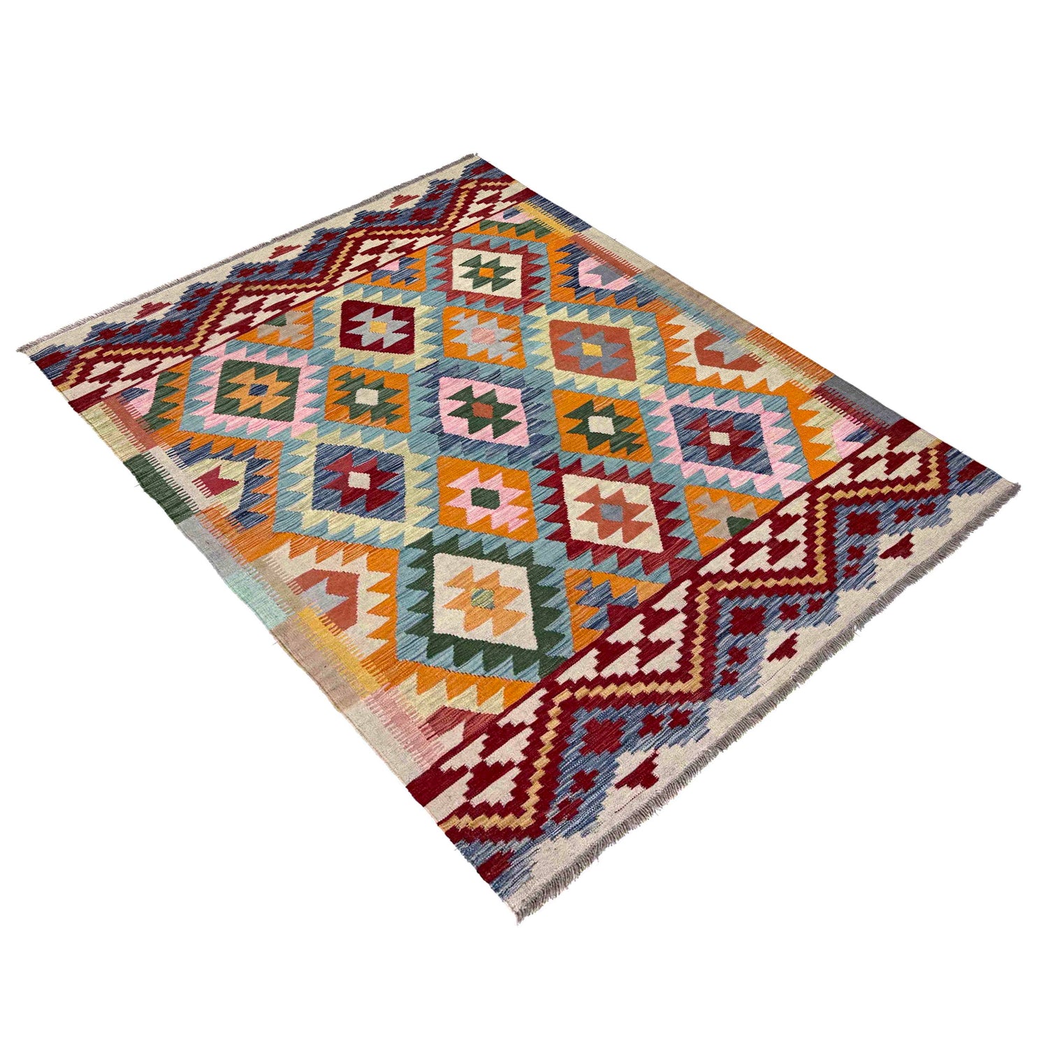 Handmade Vegetable Kelim 5' 0" x 6' 7" (ft) - No. R39858