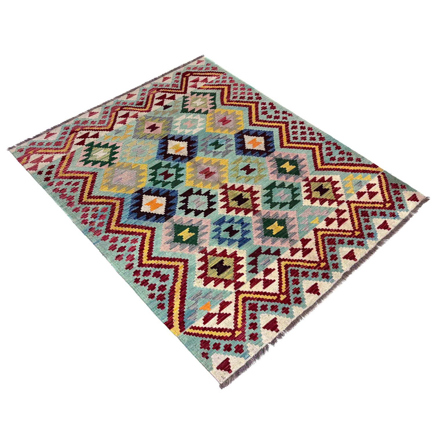 Handmade Vegetable Kelim 5' 0" x 6' 9" (ft) - No. R39860