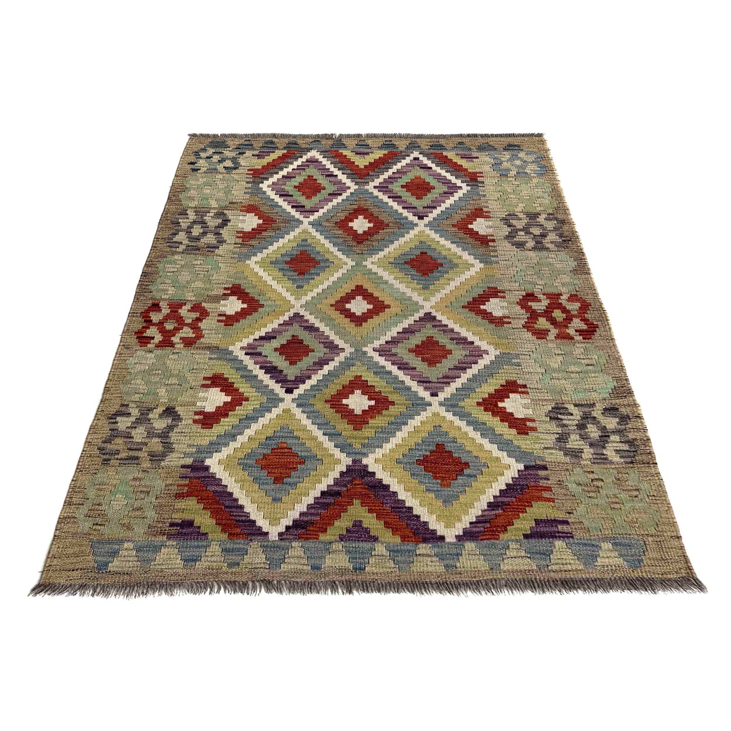 Handmade Vegetable Kilim 3' 5" x 4' 10" (ft) - No. R39864