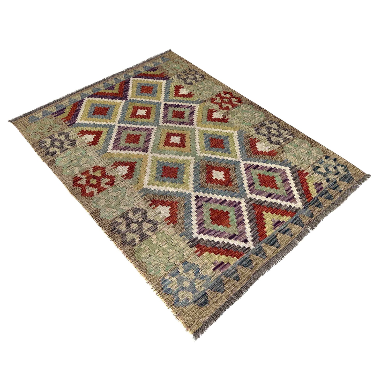 Handmade Vegetable Kilim 3' 5" x 4' 10" (ft) - No. R39864