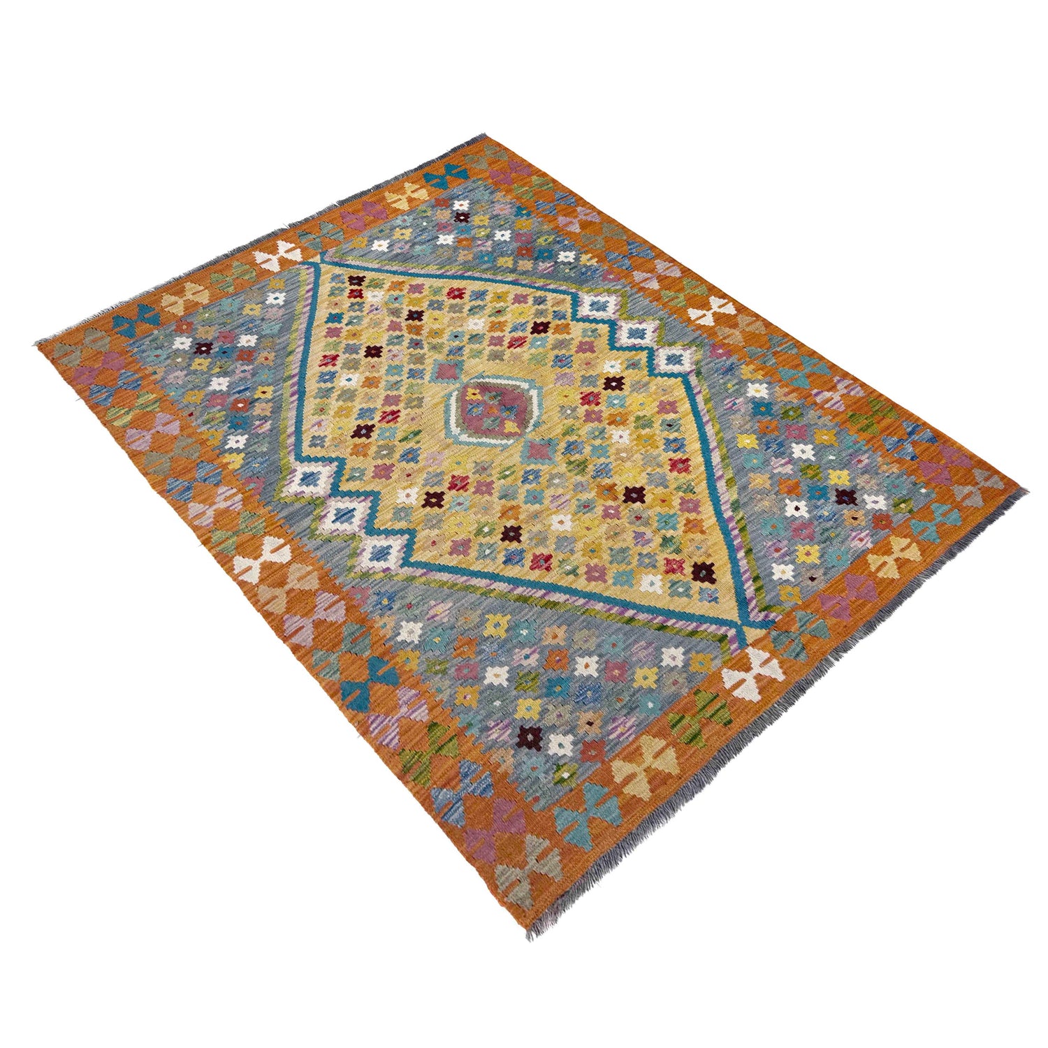 Handmade Vegetable Kilim 5' 0" x 6' 4" (ft) - No. R39883