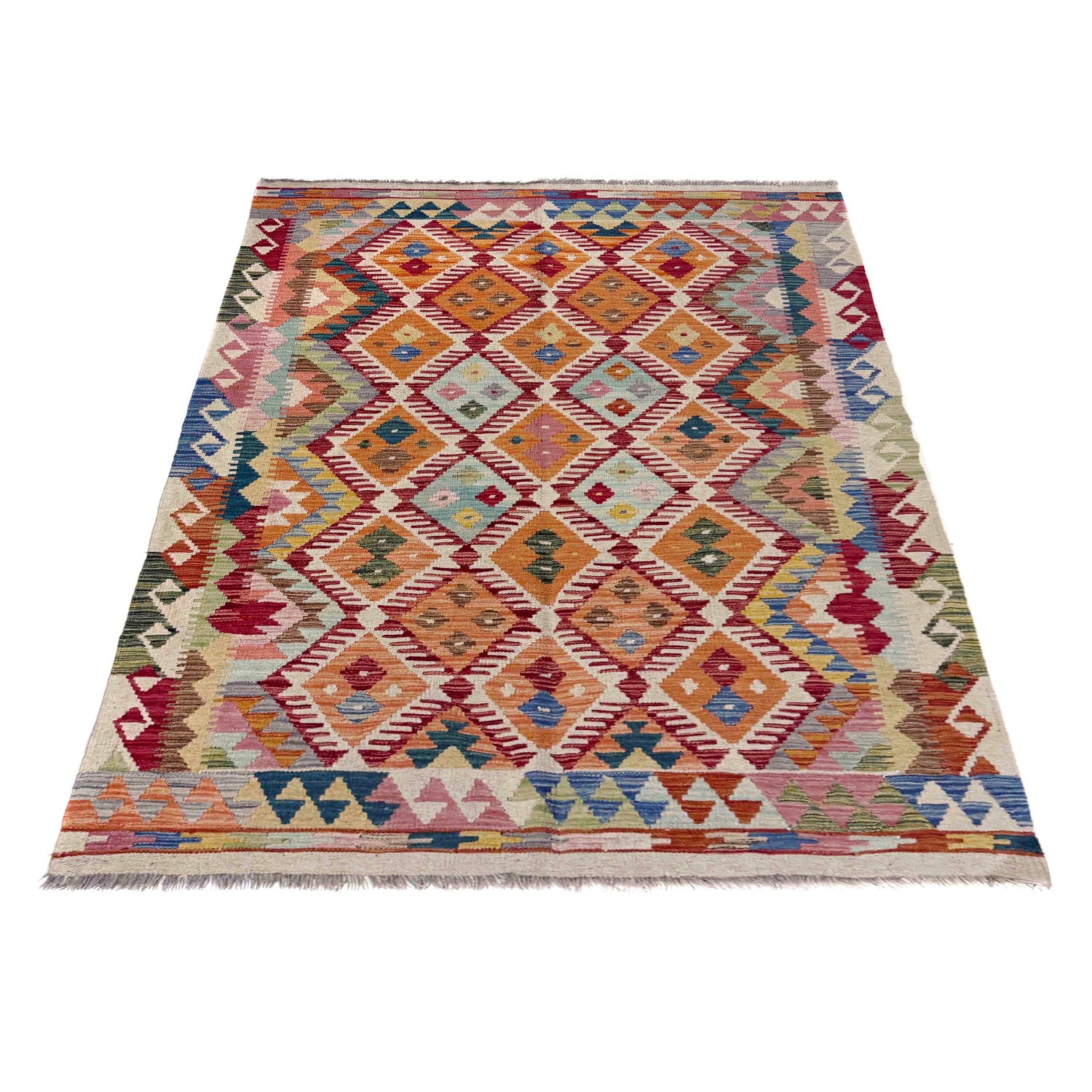 Handmade Vegetable Kelim 4' 2" x 5' 10" (ft) - No. R39890