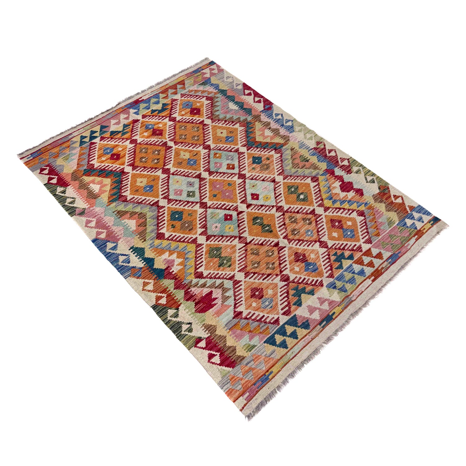Handmade Vegetable Kelim 4' 2" x 5' 10" (ft) - No. R39890