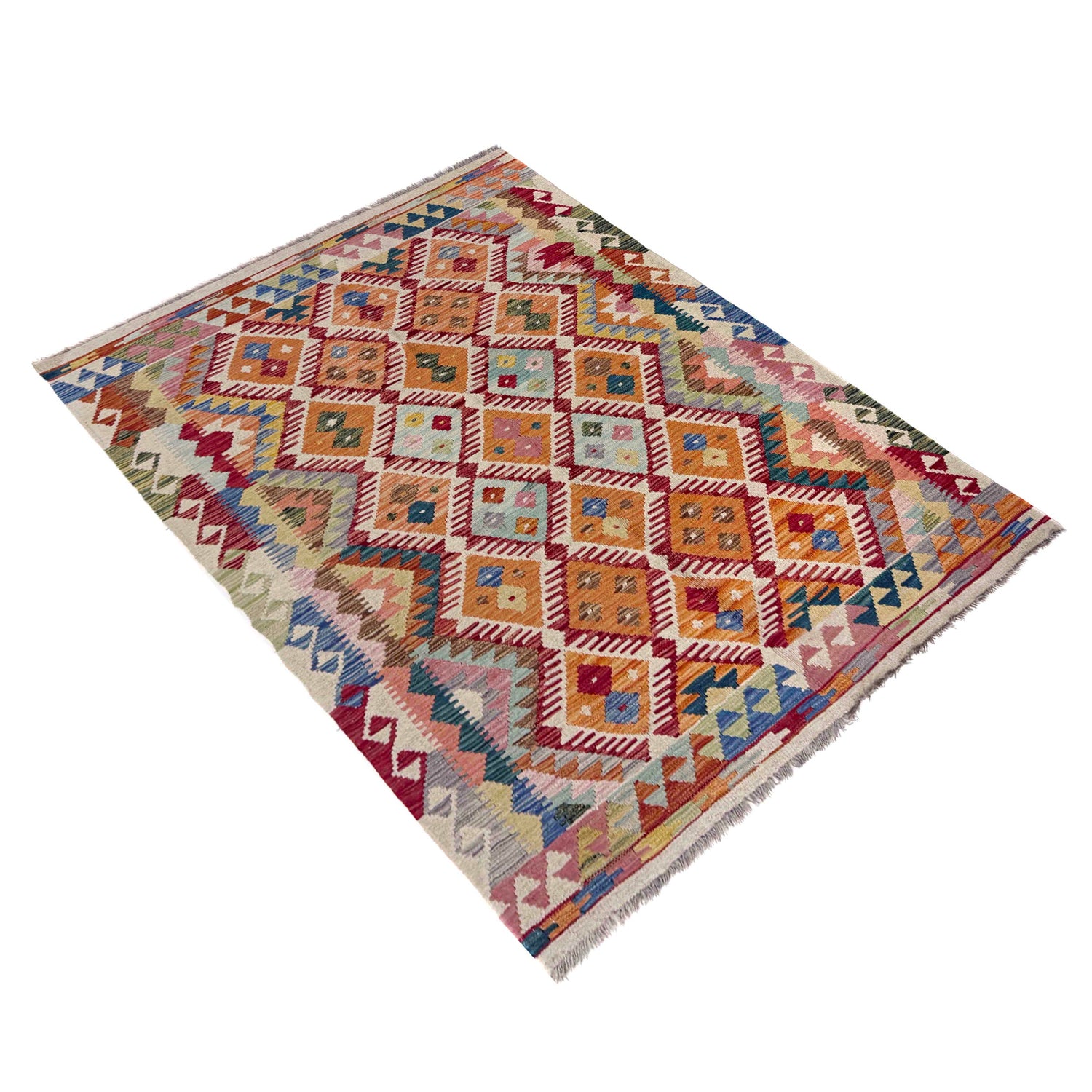 Handmade Vegetable Kelim 4' 2" x 5' 10" (ft) - No. R39890