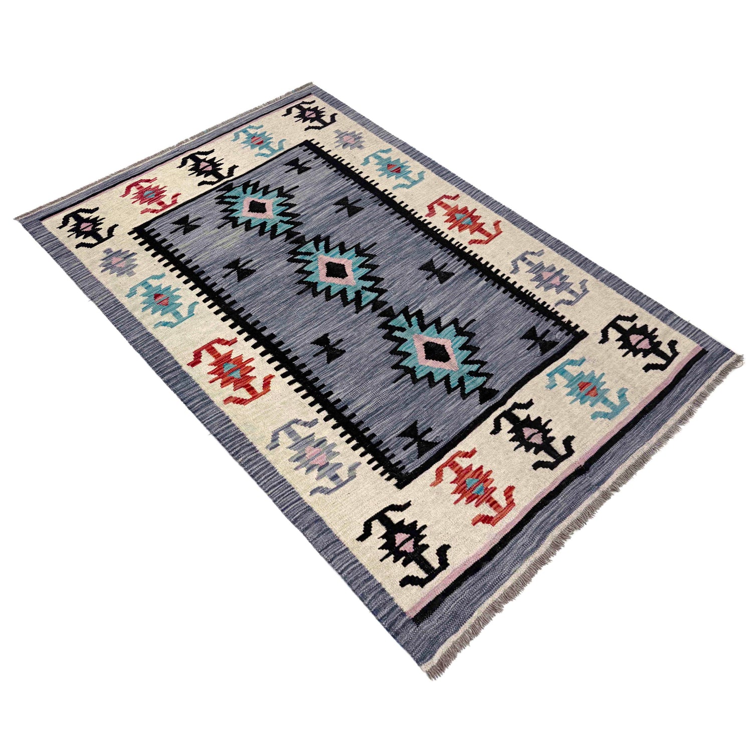 Handmade Vegetable Kilim 4' 2" x 6' 0" (ft) - No. R39893