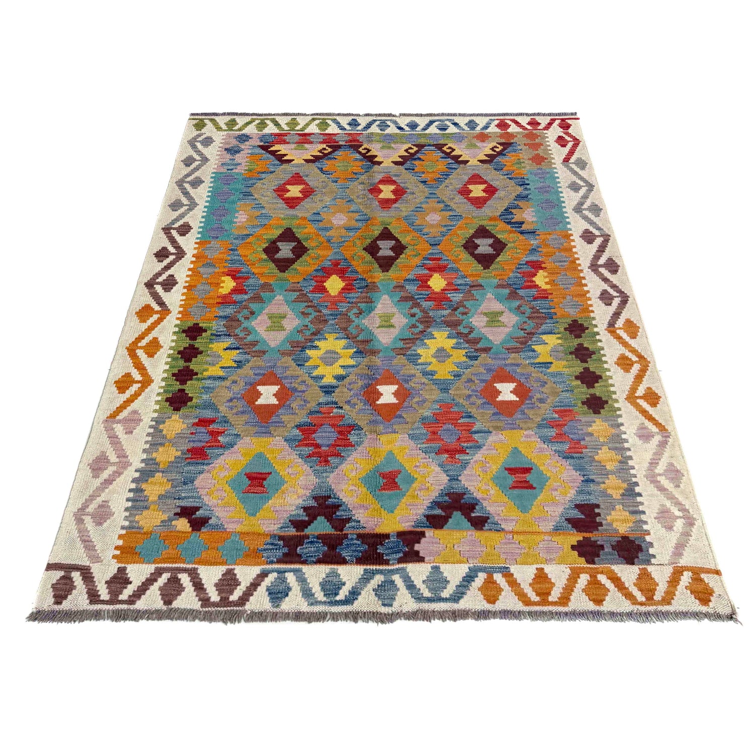 Handmade Vegetable Kelim 4' 4" x 5' 9" (ft) - No. R39894
