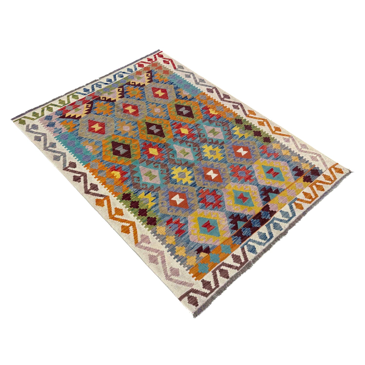 Handmade Vegetable Kelim 4' 4" x 5' 9" (ft) - No. R39894