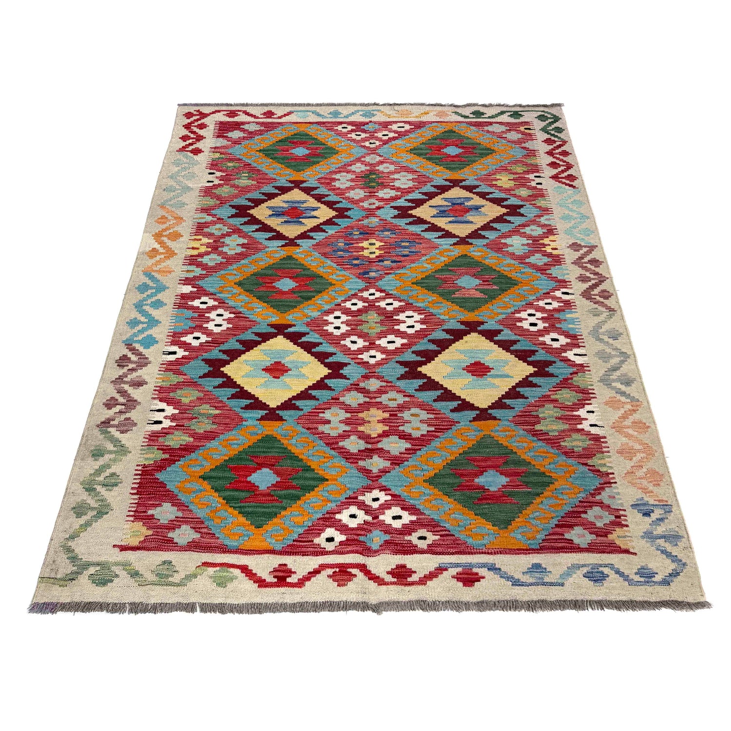 Handmade Vegetable Kelim 4' 11" x 6' 7" (ft) - No. R39895