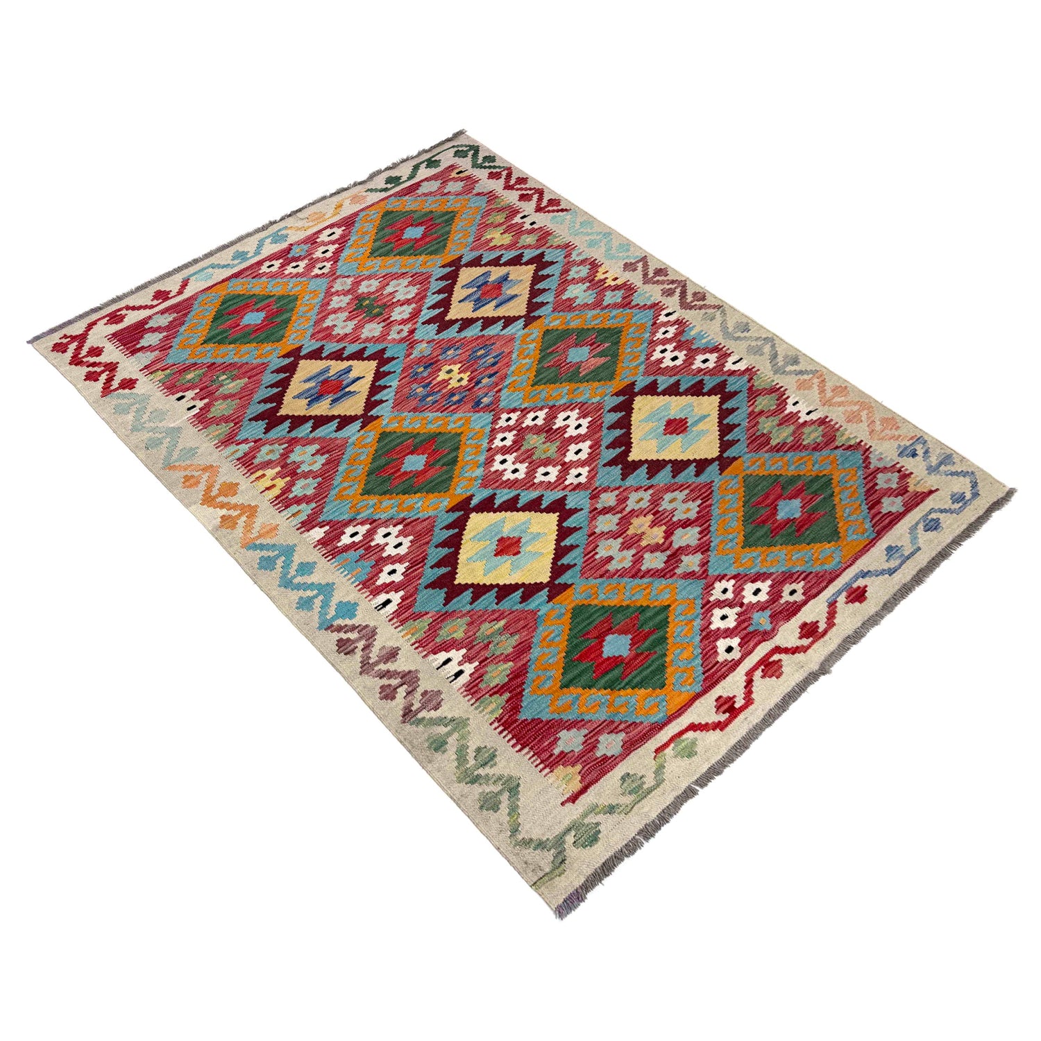 Handmade Vegetable Kelim 4' 11" x 6' 7" (ft) - No. R39895