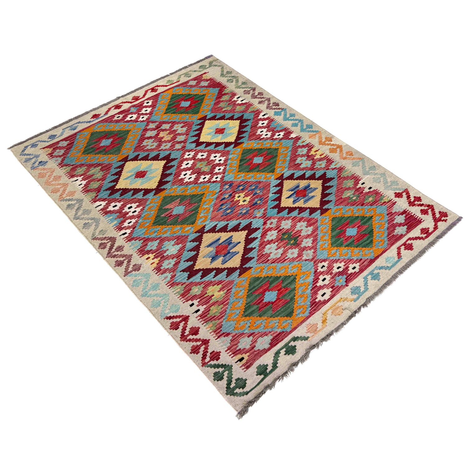 Handmade Vegetable Kelim 4' 11" x 6' 7" (ft) - No. R39895