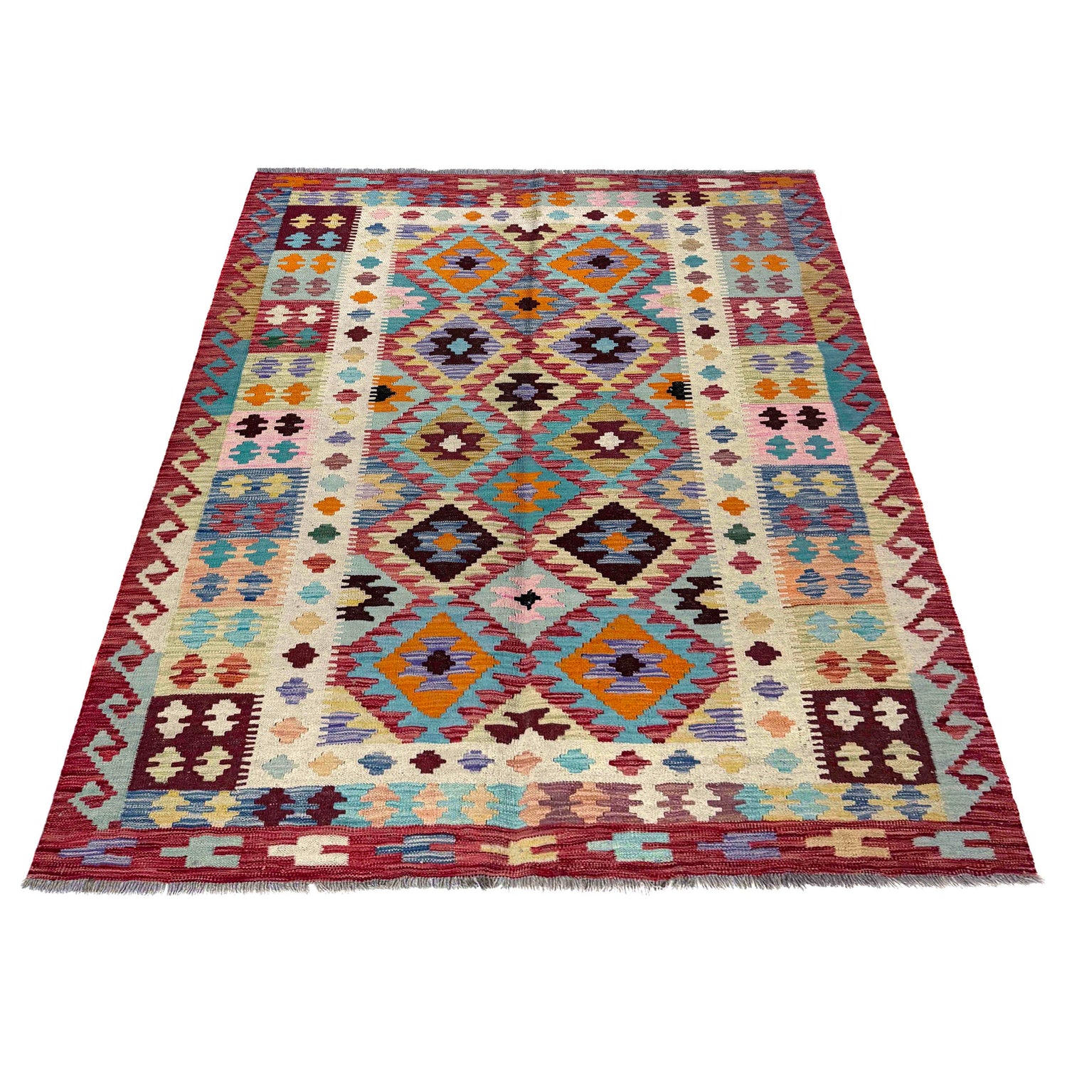 Handmade Vegetable Kilim 5' 3" x 6' 8" (ft) - No. R39896