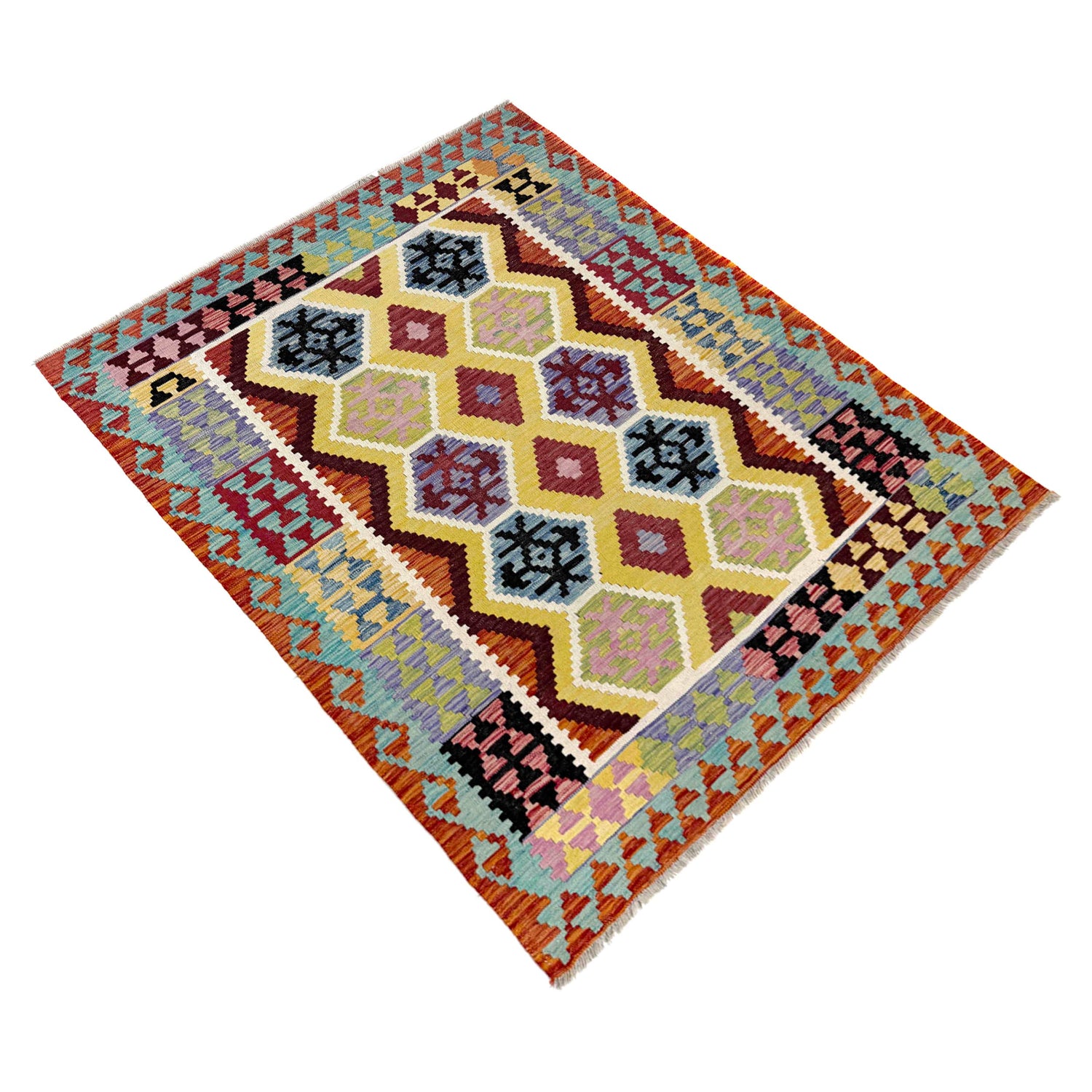 Handmade Vegetable Kelim 5' 3" x 6' 6" (ft) - No. R39897