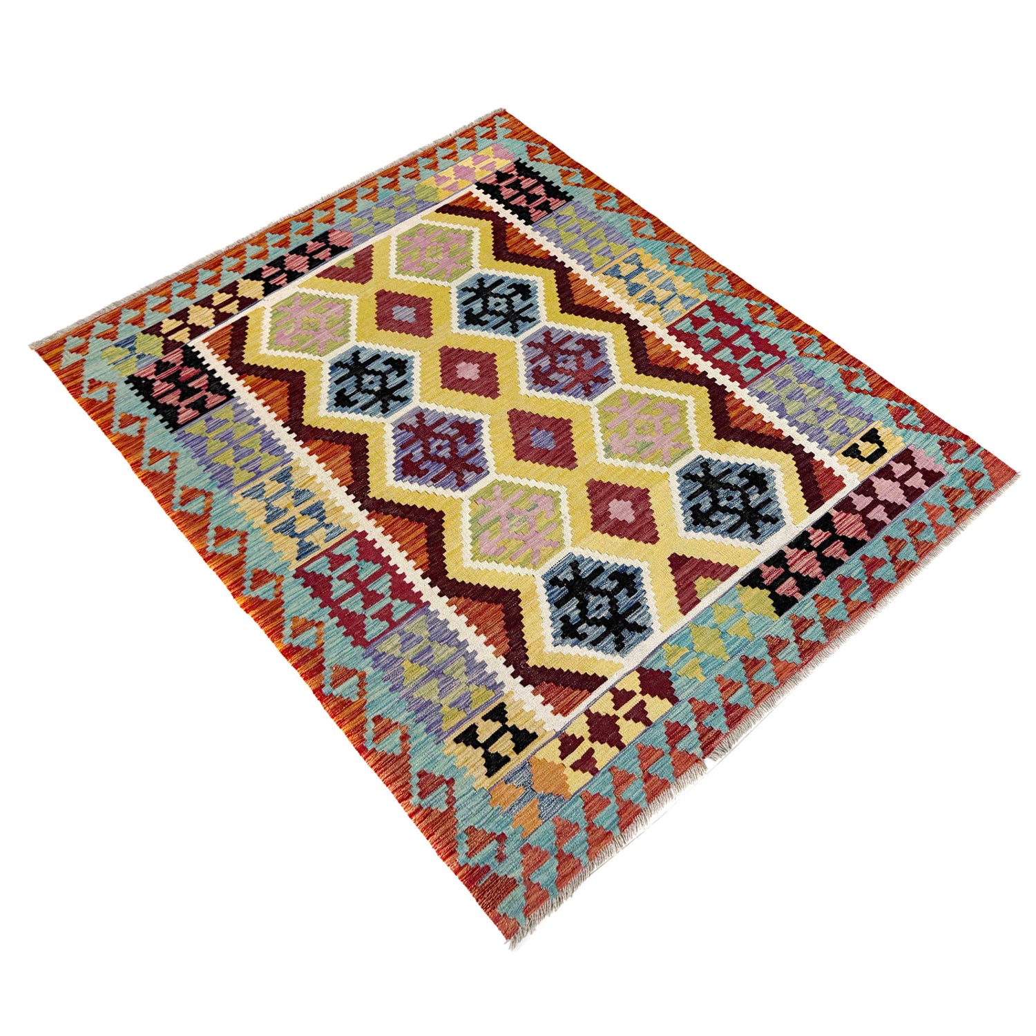 Handmade Vegetable Kelim 5' 3" x 6' 6" (ft) - No. R39897