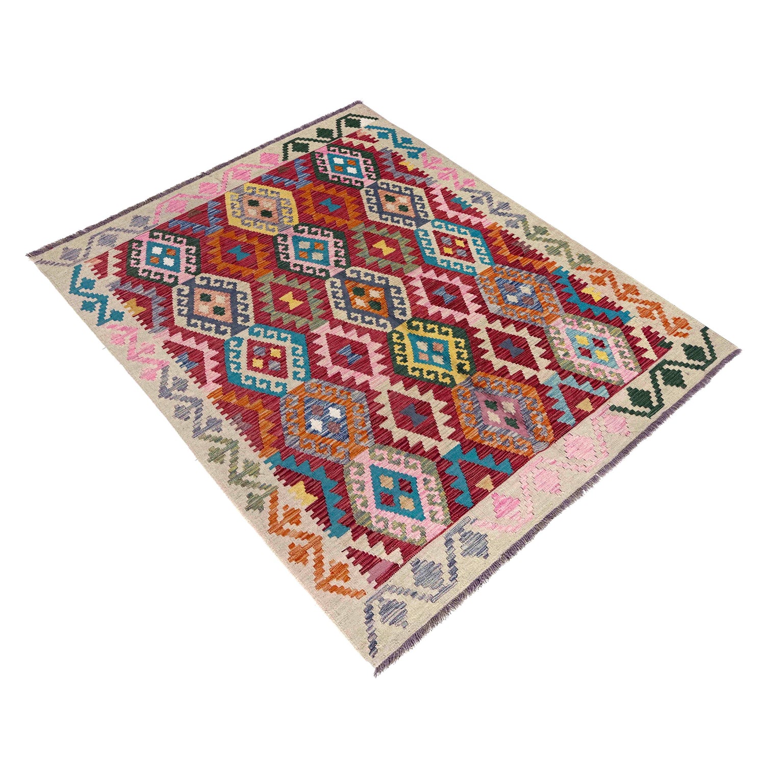 Handmade Vegetable Kilim 5' 1" x 6' 9" (ft) - No. R39898