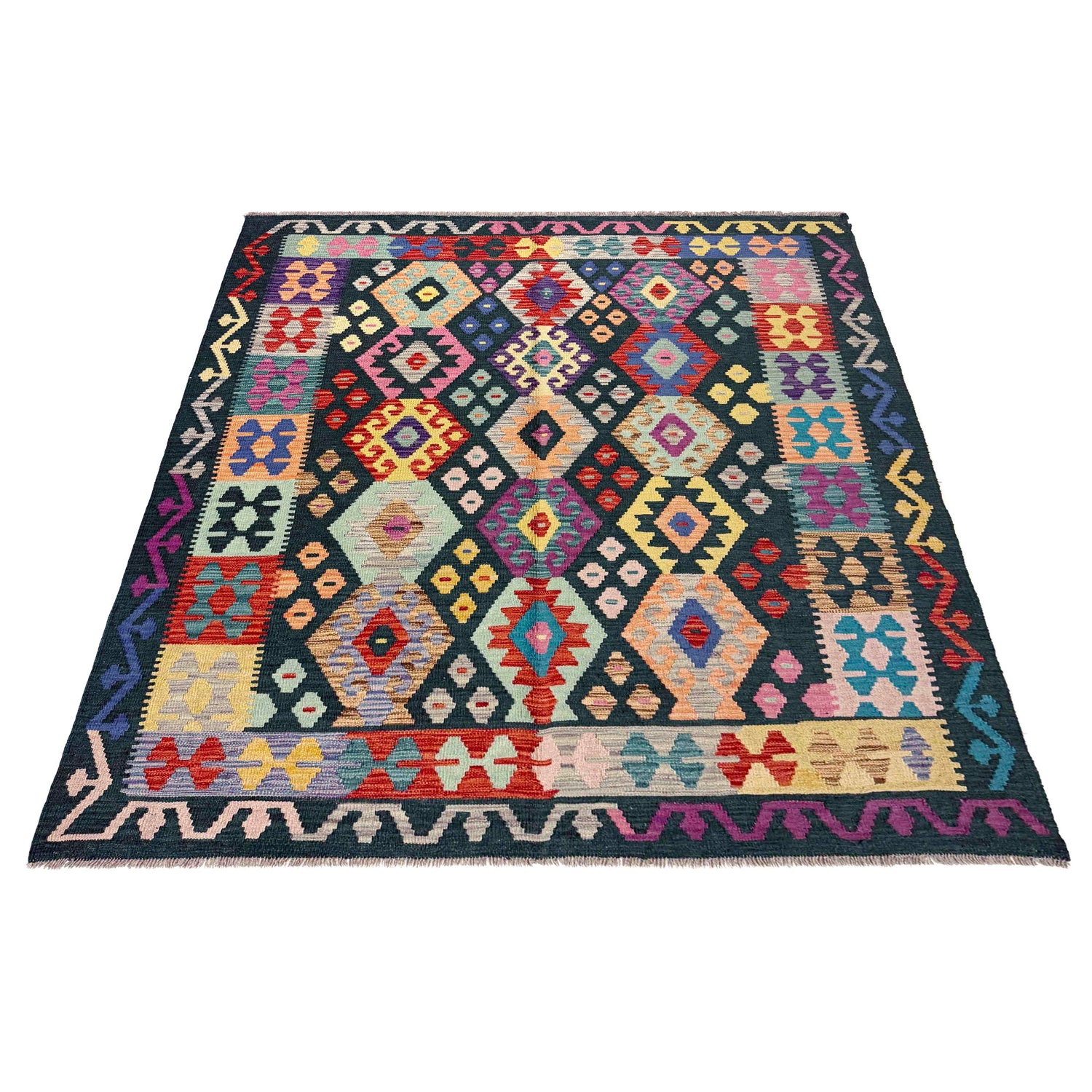 Handmade Vegetable Kilim 5' 2" x 6' 3" (ft) - No. R39899