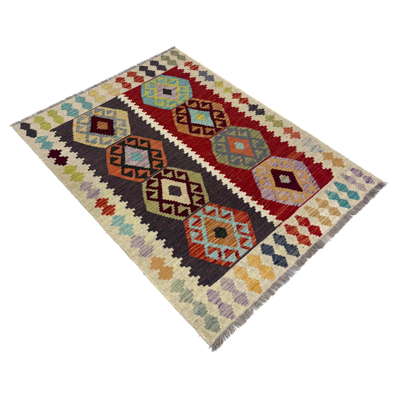 Handmade Vegetable Kelim 3' 6" x 5' 1" (ft) - No. R39905