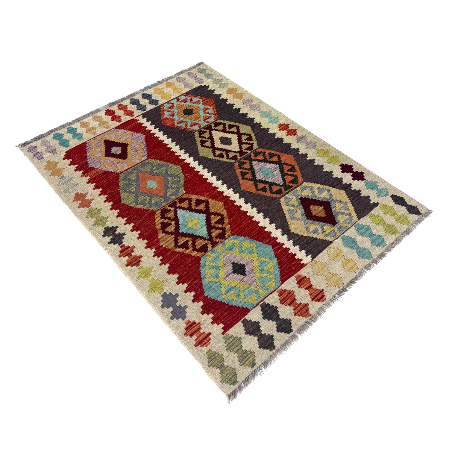 Handmade Vegetable Kelim 3' 6" x 5' 1" (ft) - No. R39905