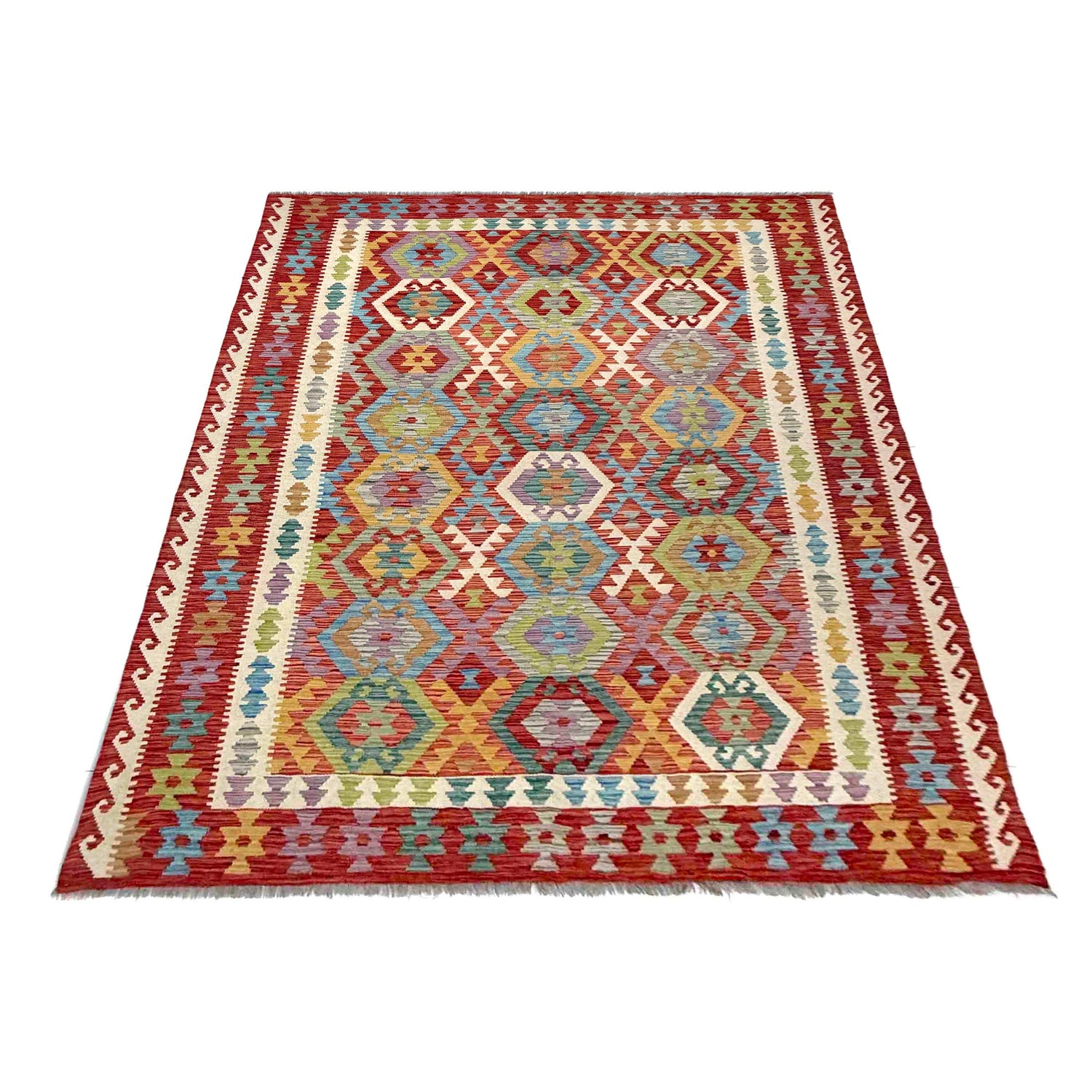 Handmade Vegetable Kelim 6' 9" x 9' 10" (ft) - No. R40053