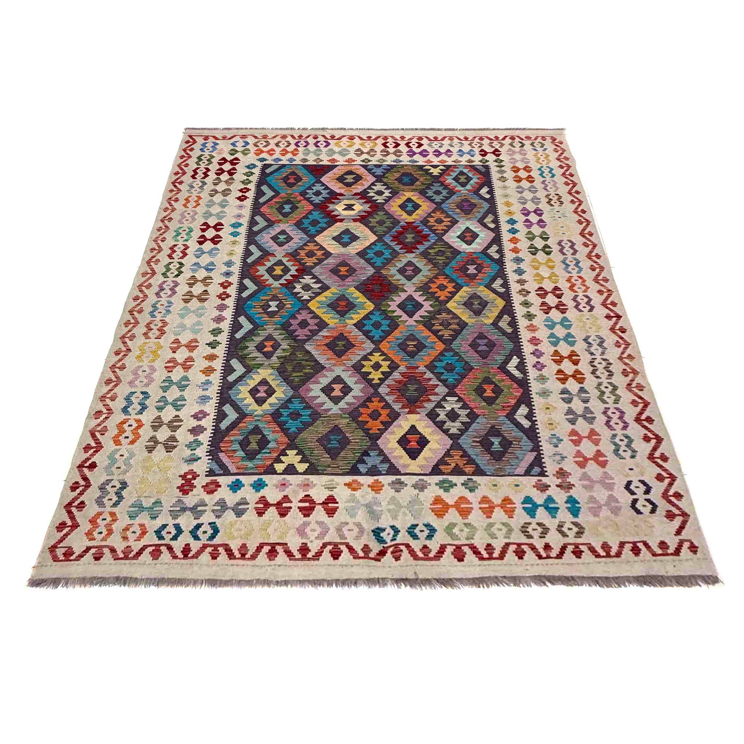 Handmade Vegetable Kilim 6' 11" x 9' 5" (ft) - No. R40054