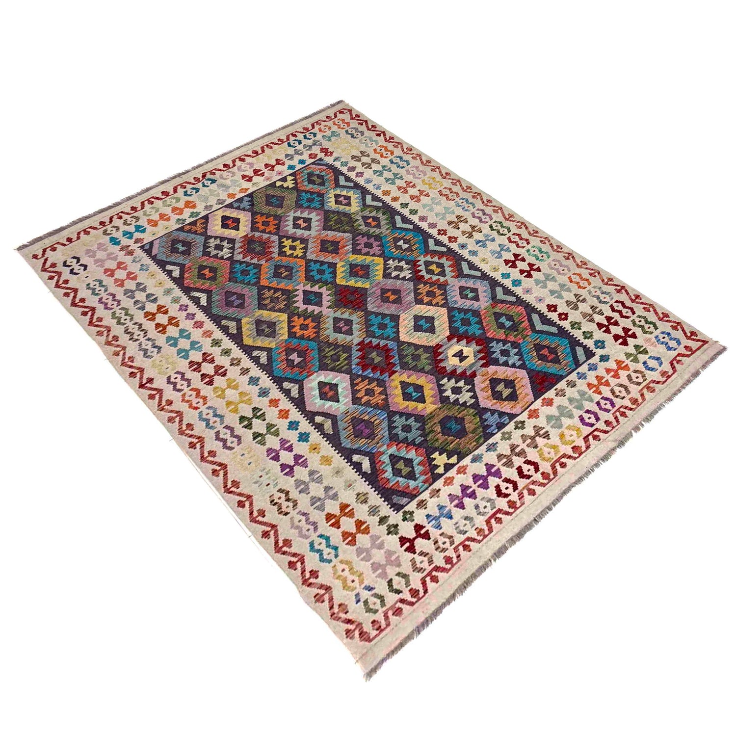 Handmade Vegetable Kilim 6' 11" x 9' 5" (ft) - No. R40054