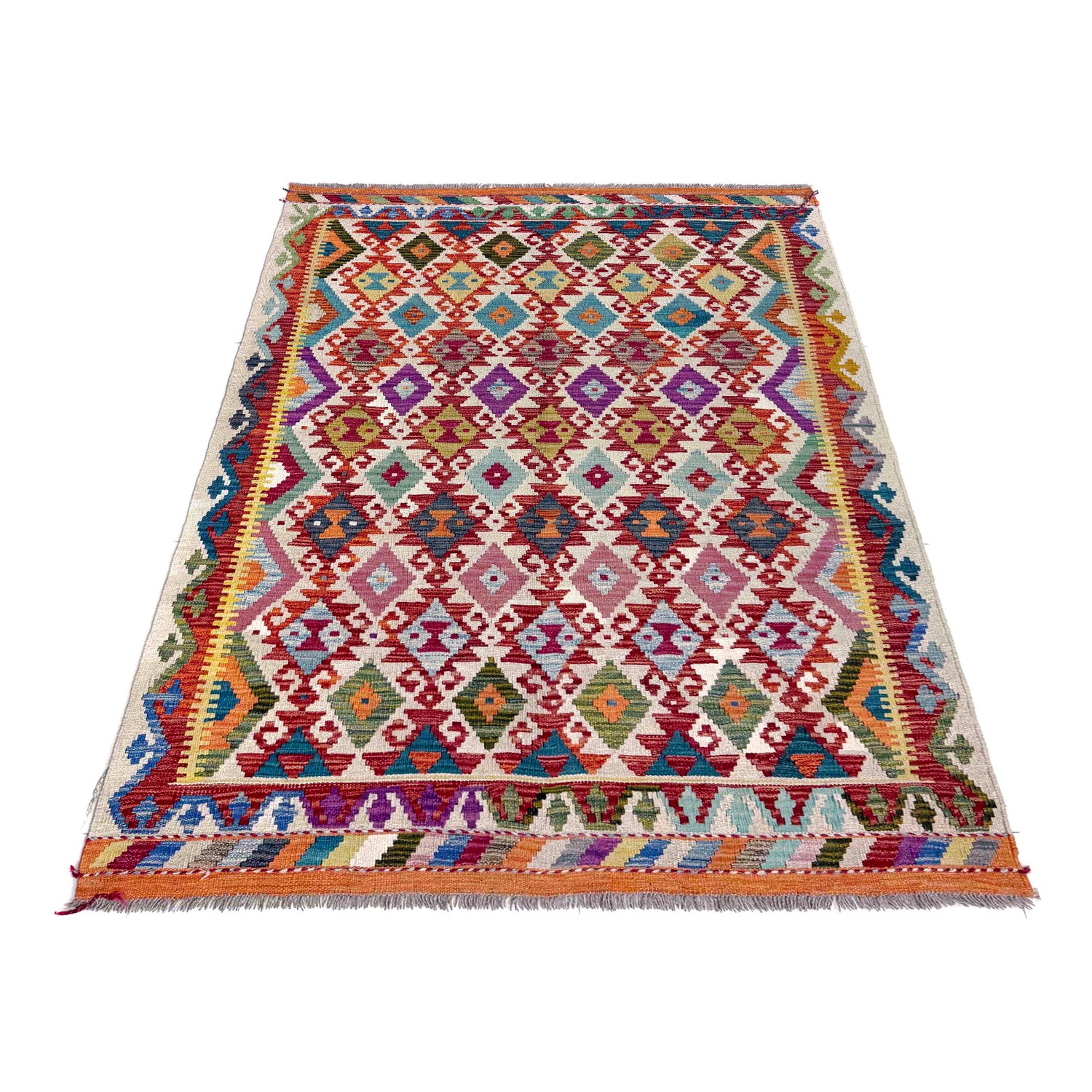 Handmade Vegetable Kelim 4' 2" x 6' 5" (ft) - No. R40059